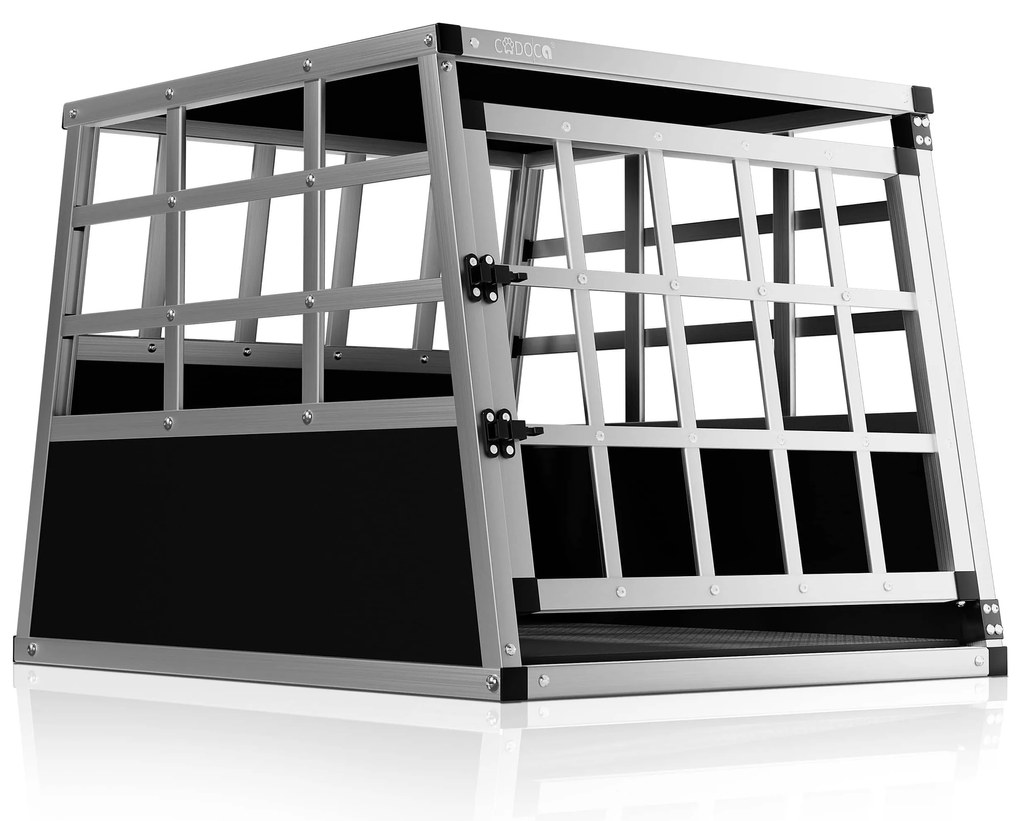 Cadoca Cușcă de transport pentru câini BRUNO, 66x90x72cm, argintiu/negru