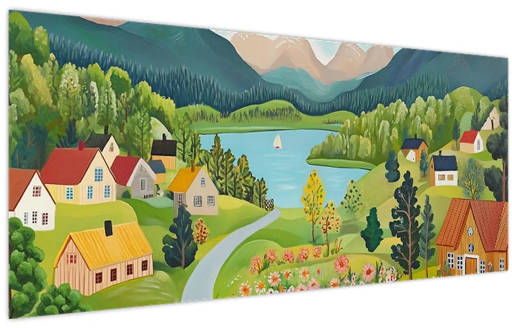 Tablou - Sat în Munți (120x50 cm)
