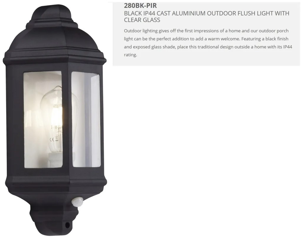 Aplica de exterior cu senzor de miscare Outdoor 280BK-PIR SRT