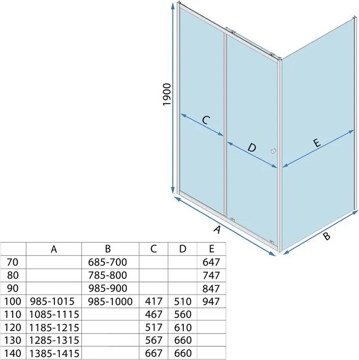 Cabina de dus Rea Primo Slide 100x70 crom