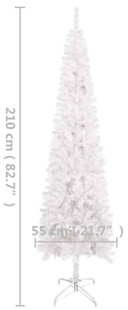Brad de Craciun subtire cu LED-uri, alb, 210 cm 1, Alb, 210 cm