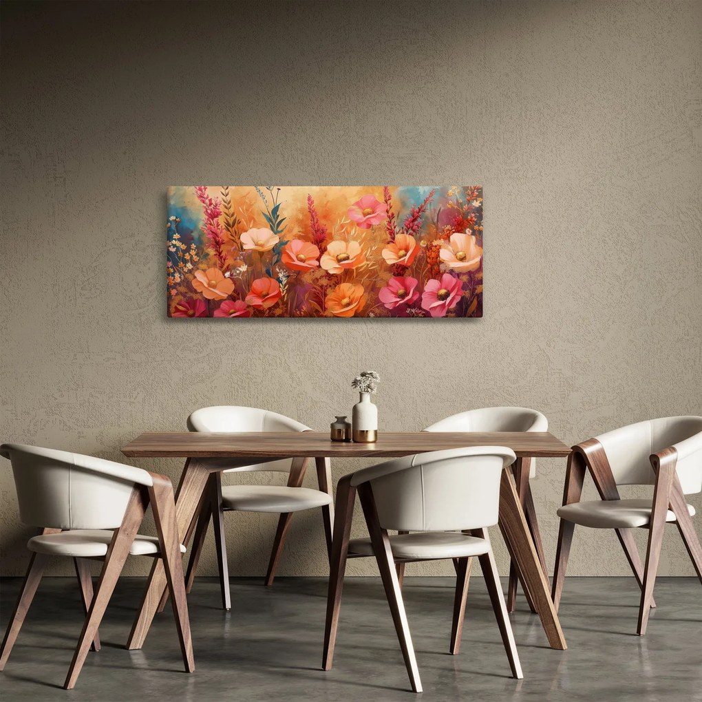 Tablou - Flori de pajiște, pictură (120x50 cm)