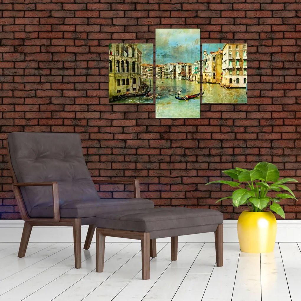 Tablou - Canalul de la Veneția și gondole (90x60 cm)