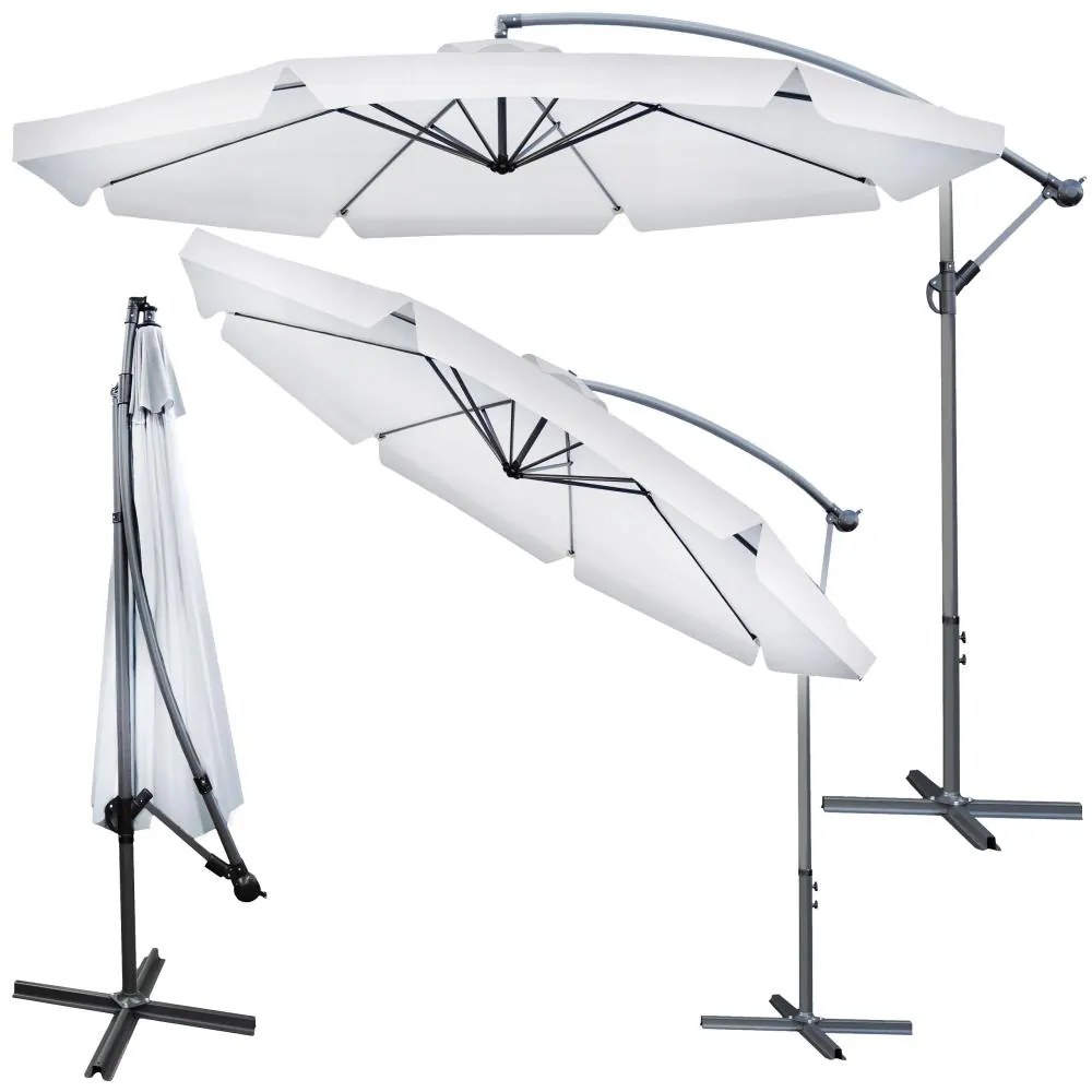 Set Umbrela Mare pentru Terasa sau Gradina cu Suport Articulat Reglabil, Diametru 350cm, Culoare Gri