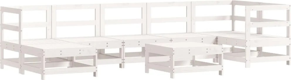 vidaXL Set mobilier relaxare grădină, 8 piese, alb, lemn masiv de pin