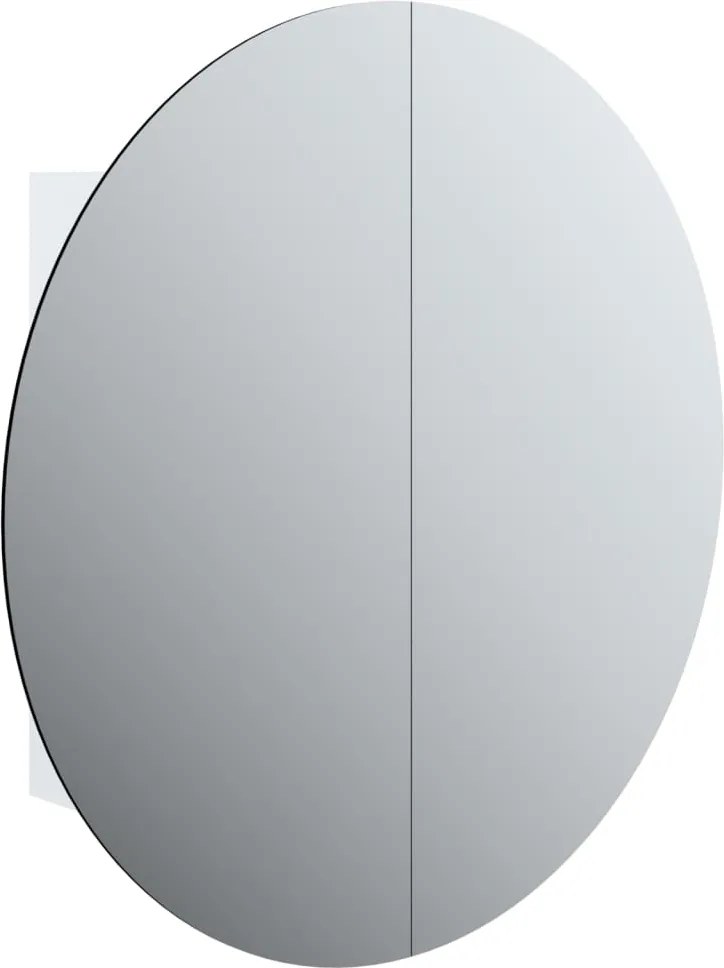vidaXL Dulap de baie cu oglindă rotundă și LED, alb, 54x54x17,5 cm