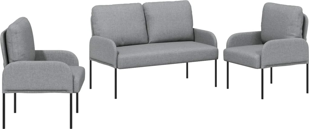 vidaXL Seturi de canapele 3 pcs Gri deschis 115 x 56 x 80 cm placaj