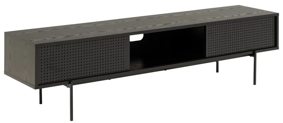 Comodă TV neagră cu aspect de lemn de frasin 180x44,5 cm Angus – Actona