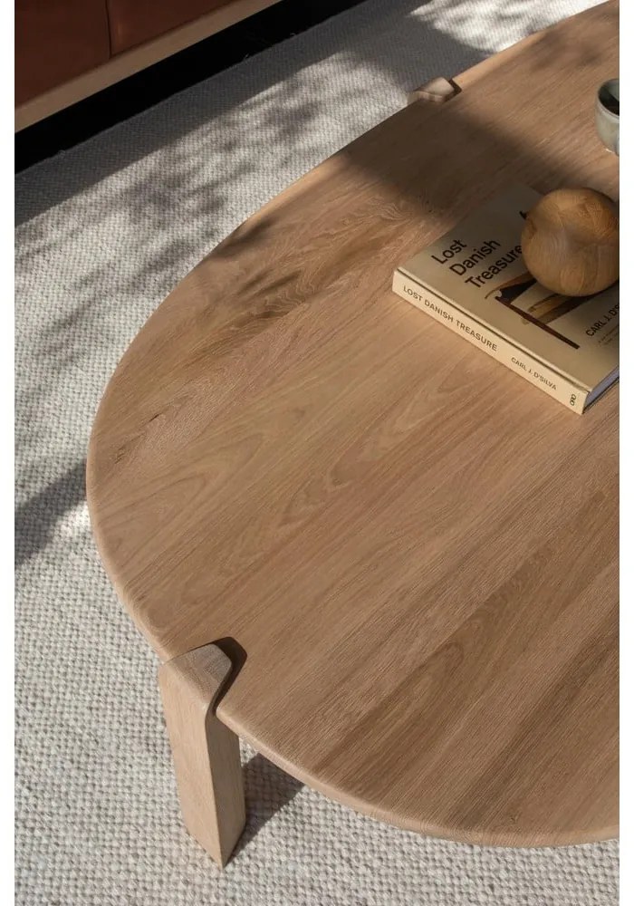 Măsuță de cafea în culoare naturală din lemn de stejar 80x150 cm Kulin – Gazzda