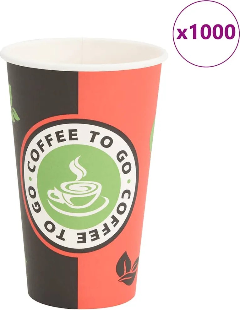 vidaXL Cești de cafea din hârtie 1000 buc 16 oz 400 ml roșu și negru
