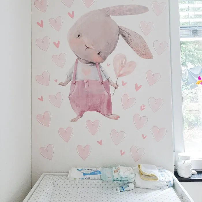 INSPIO Inimioare roz - autocolante textile pentru perete