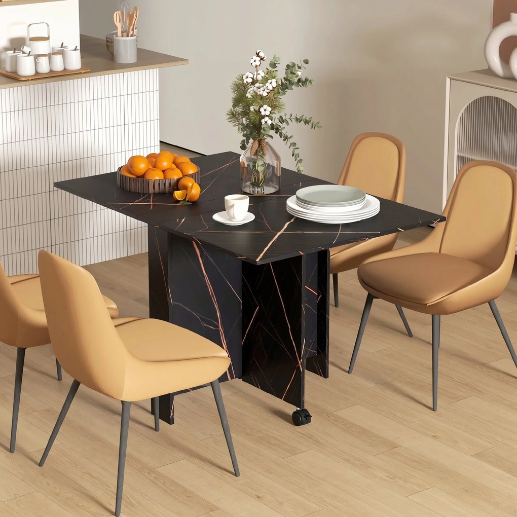 HOMCOM Masă Pliabil Multifuncțional Con Roți E 2 Extensii In Lemn 120x80x73cm | Aosom Romania