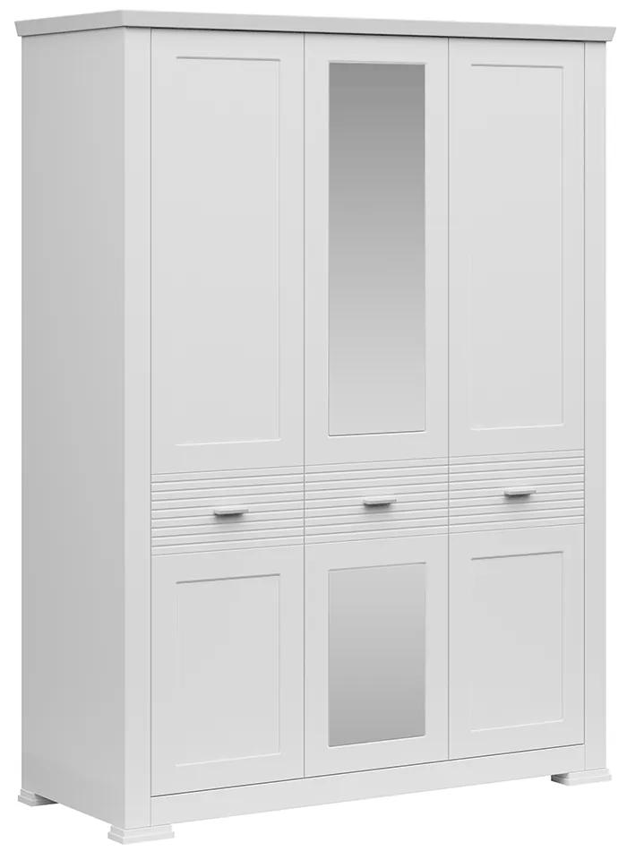 Dulap cu trei uşi cu oglindă, alb, ARYAN 3D
