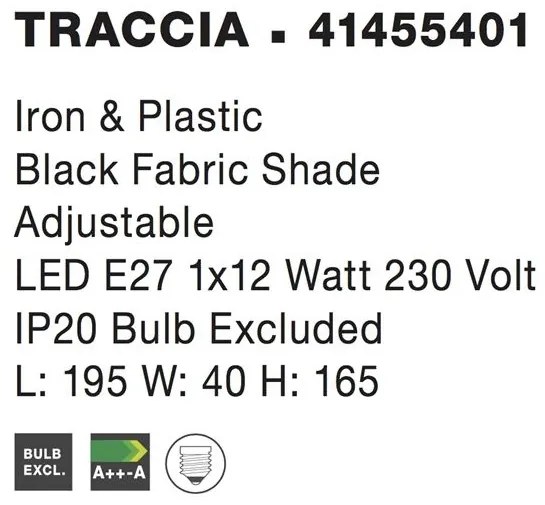 Lampadar, lampa de podea moderna cu inaltime reglabila Traccia negru
