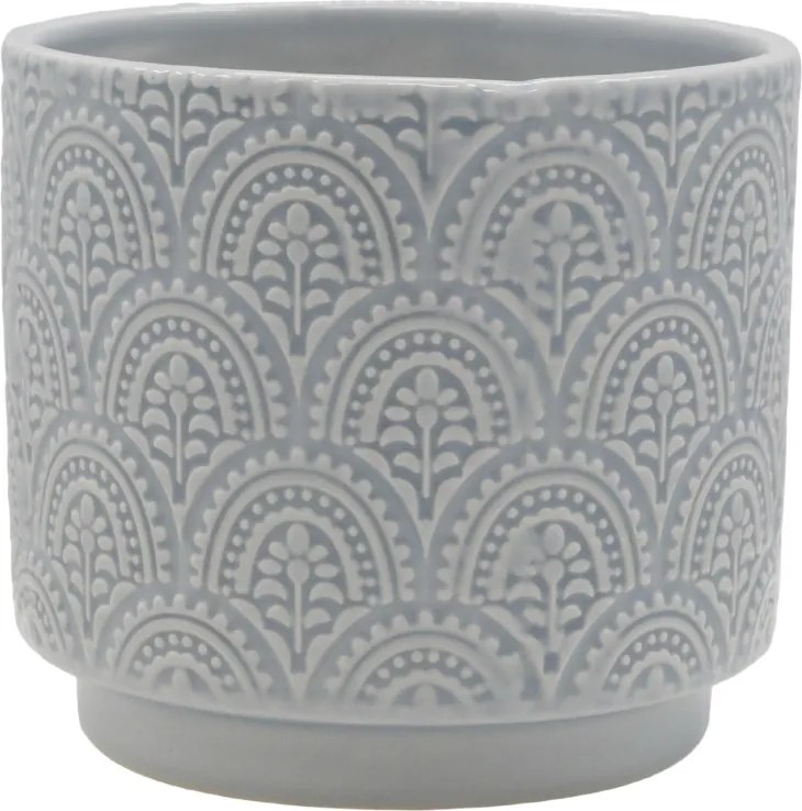 Ghiveci gri din portelan, cu model, H13/D14 cm, Fayence