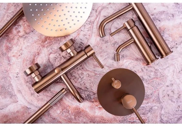 REA-P8807 - Set de duș LUNGO cu baterie termostatică, cupru periat