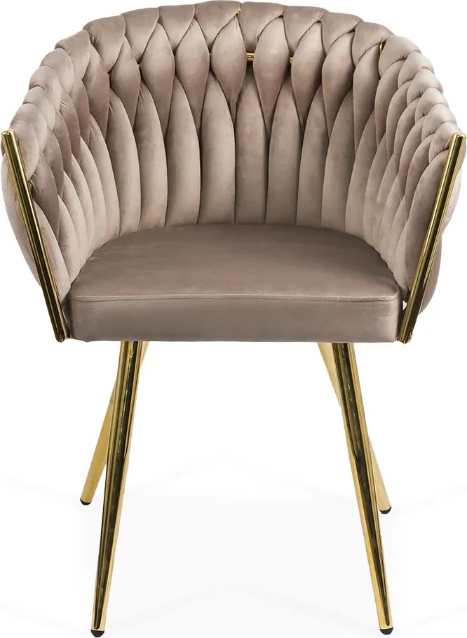 Scaun living modern din catifea cu picioare metalice BUC 261 bej