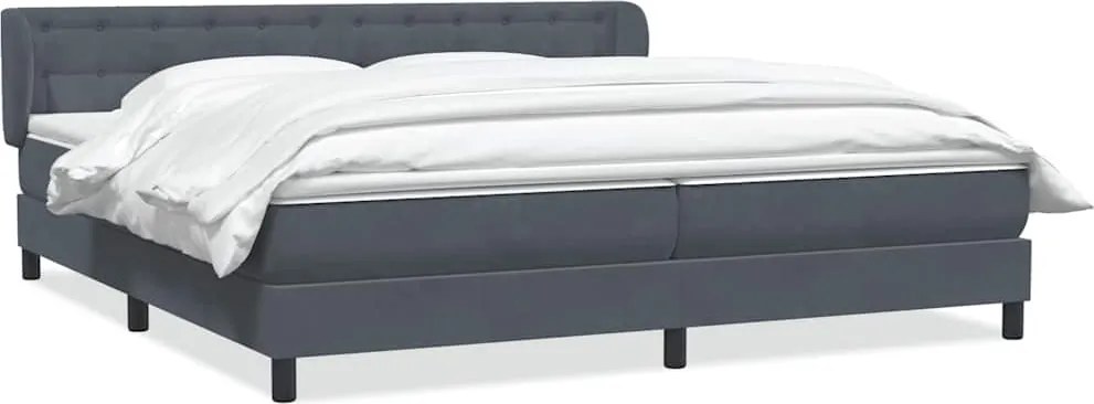 vidaXL Pat cu arcuri cu saltele gri închis 180x210 cm catifea