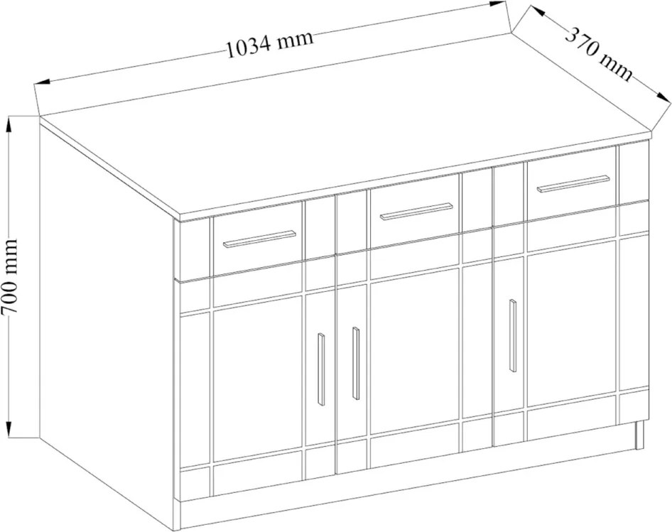 Comoda cu trei usi si trei sertare, 103x37x70 cm, PARVN, ADRK Furniture (Culoare: Sonoma / Alb)