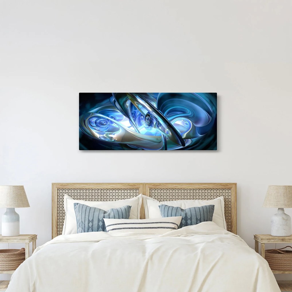 Tabloul fractalilor în albastru (120x50 cm)