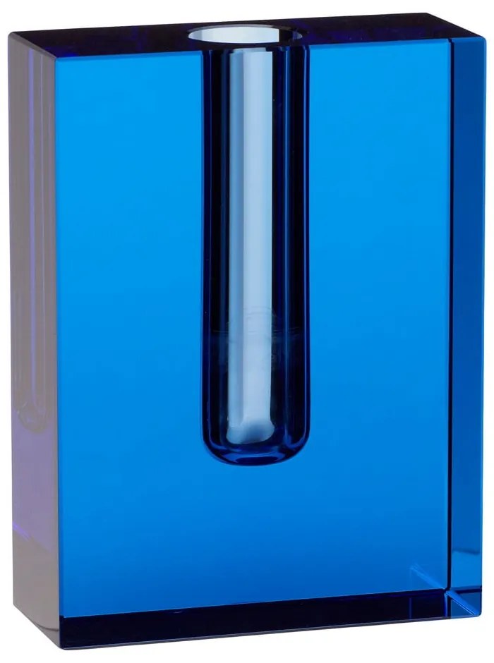 Vază din sticlă Hübsch Sena, înălțime 12 cm, albastru