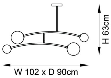 Endon 92940 - Lustră BALANCE pe tijă, 4x G9, 3W, 230V, neagră