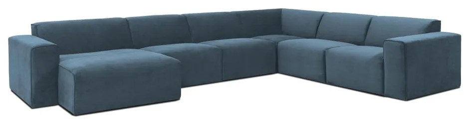 Colțar albastru cu tapițerie din catifea reiată (cu colț pe partea stângă ) Sting – Scandic