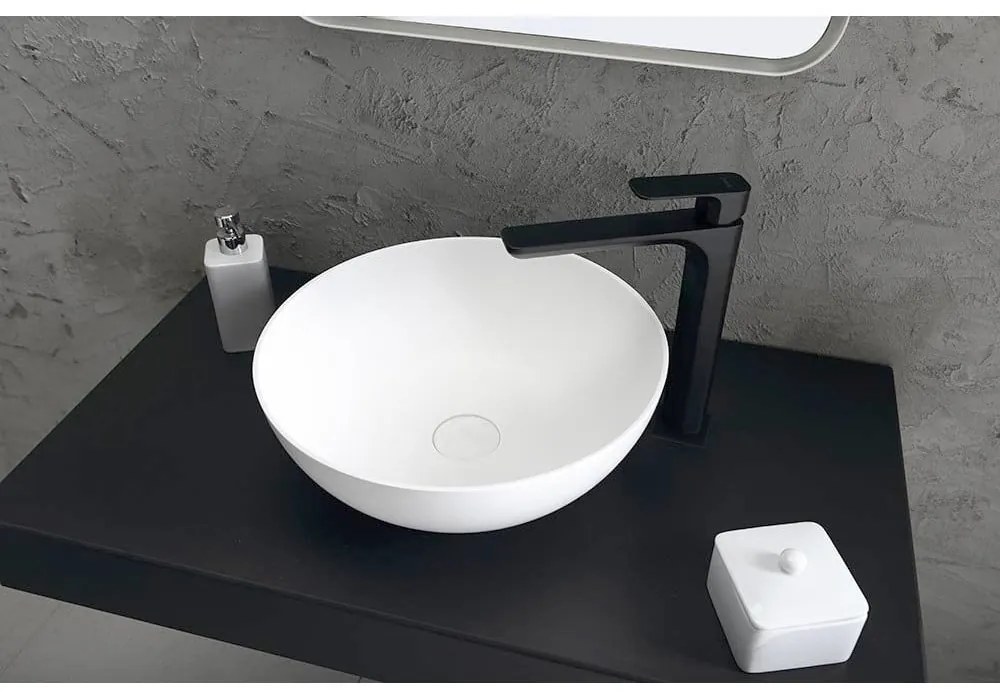 Baterie negru-mat pentru chiuvetă înaltă Spy – Sapho