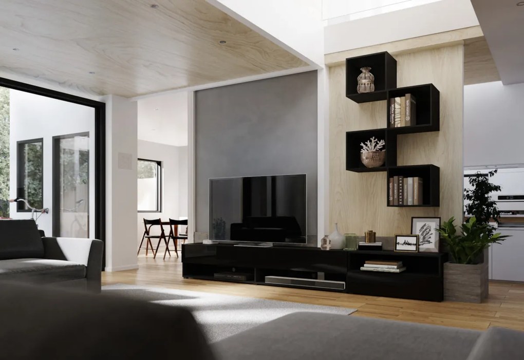 Expedo Set mobilier ELPASO 36, negru/negru luciu