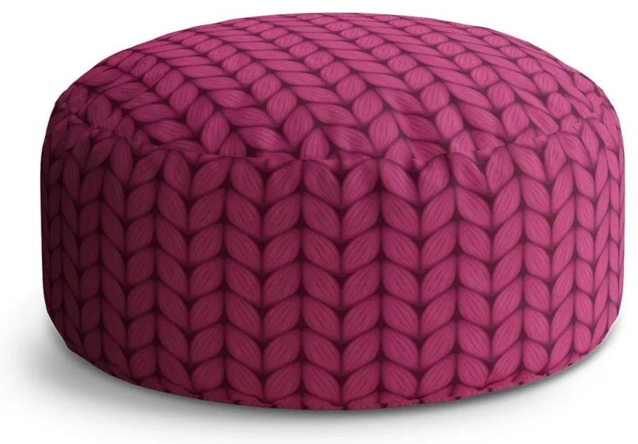 Taburet Circle motiv tricotat fucsia, roz