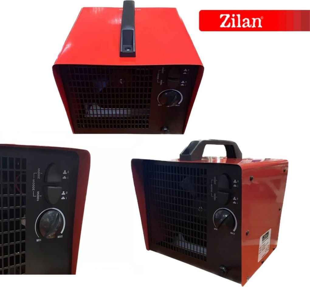 Radiator ceramic Zilan ZLN5558 Rosu, putere 3000W, protectie la supraincalzire, silentios