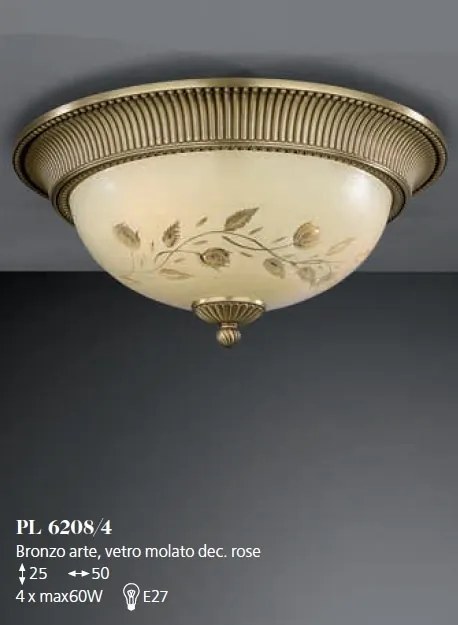 Plafoniera din alama cu sticla decorata design italian D-50cm 6208