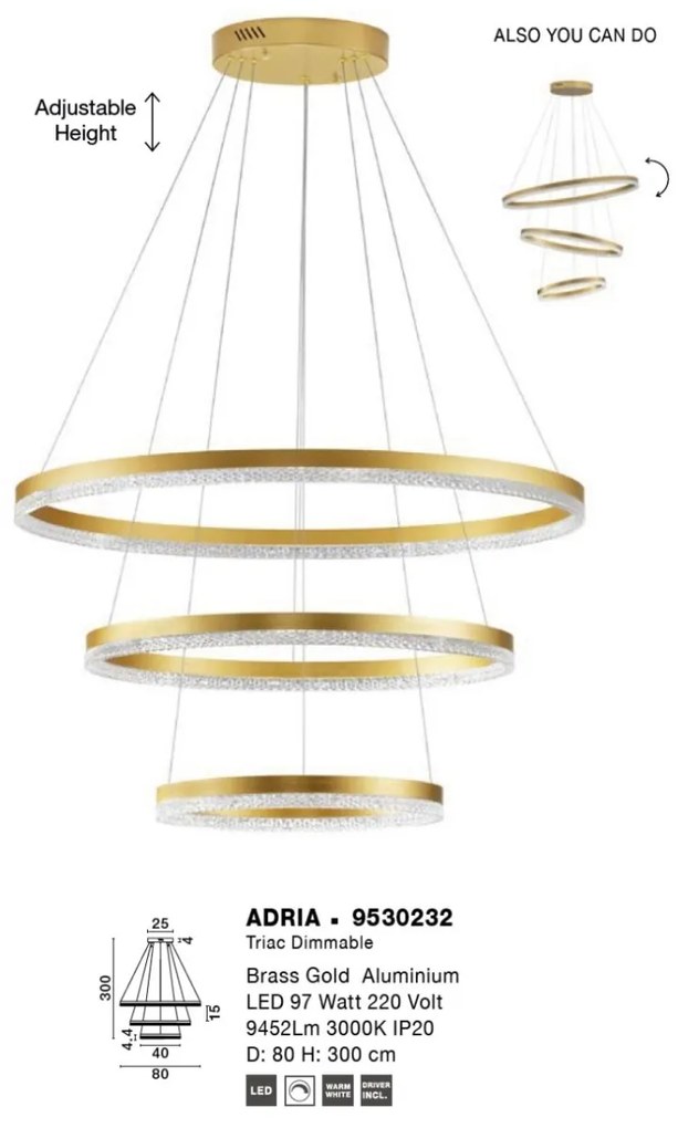Lustra LED suspendata design elegant ADRIA D-80cm