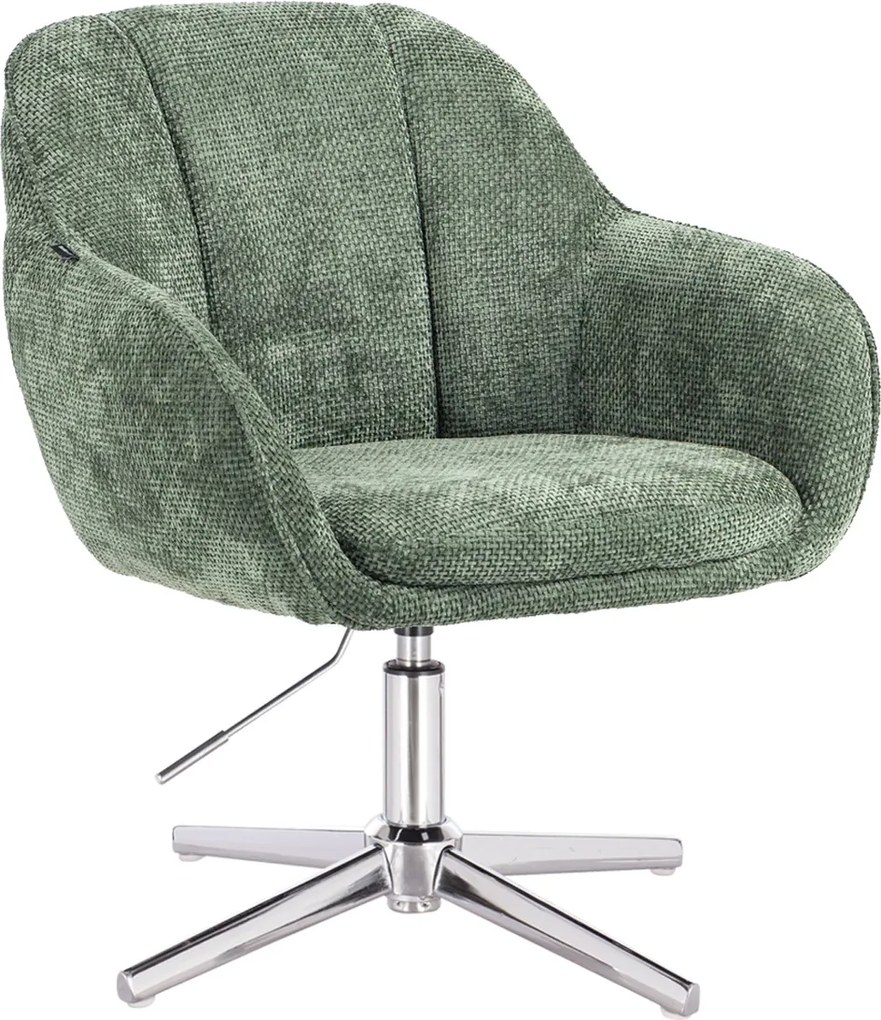 HR2055CROSS Scaun Verde Salvie Grid Premium cu Bază Cromata