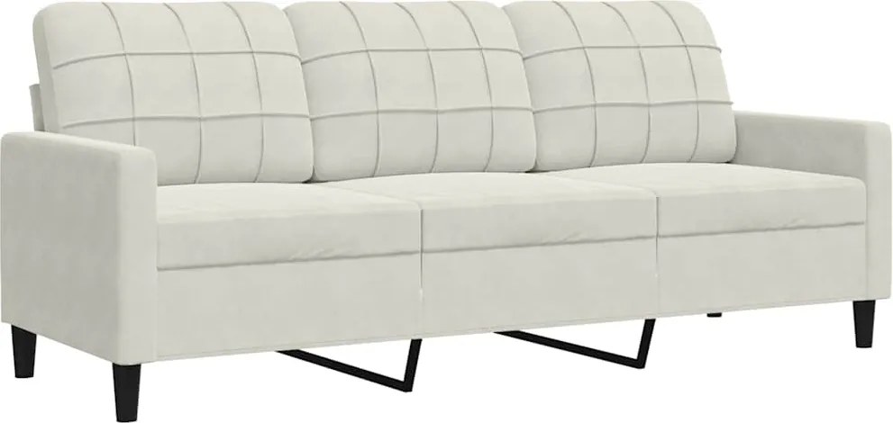 vidaXL Canapea cu 3 locuri, crem, 180 cm, catifea