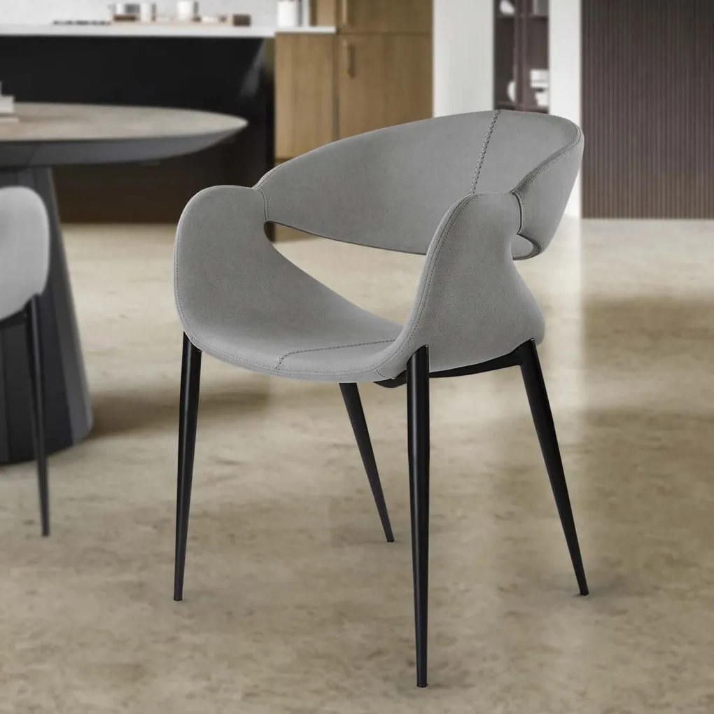 Scaun dining design elegant Giro gri