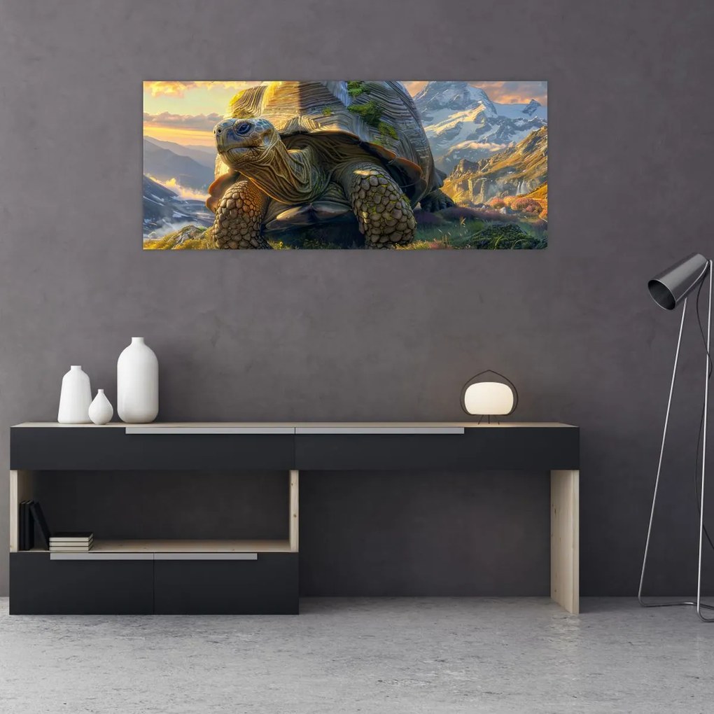 Tablou - Țestoasă și peisaj montan (120x50 cm)