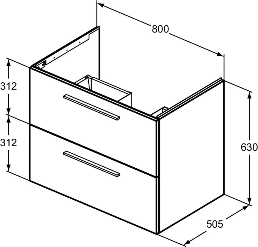 Dulap pentru lavoar, suspendat, gri mat, 80 cm din pal, Ideal Standard i.life B