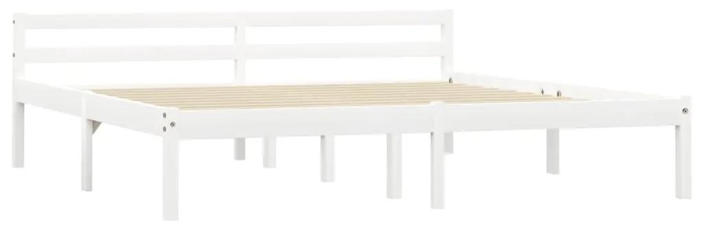 283188 vidaXL Cadru de pat, alb, 160 x 200 cm, lemn masiv de pin