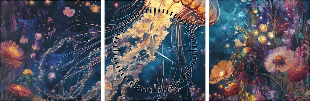 Tablou - Meduză magică (cu ceas) (90x30 cm)