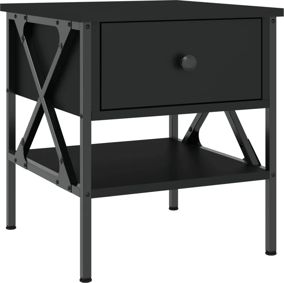 vidaXL Noptieră, negru, 40x42x45 cm, lemn compozit