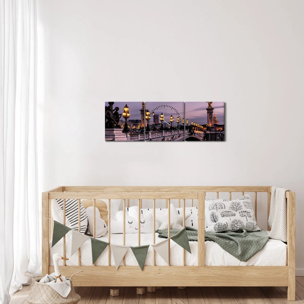Tablou - Podul lui Alexandru al III.-lea din Paris (cu ceas) (90x30 cm)