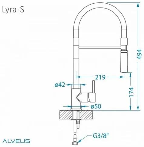 Baterie chiuveta bucatarie cu pipa flexibila Alveus Lyra S