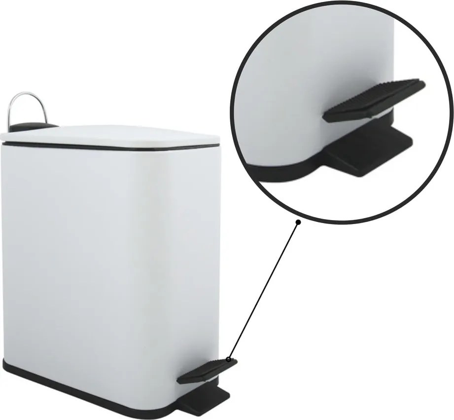 Coș de gunoi alb mat cu pedală din oțel 5 l Erik – Spirella