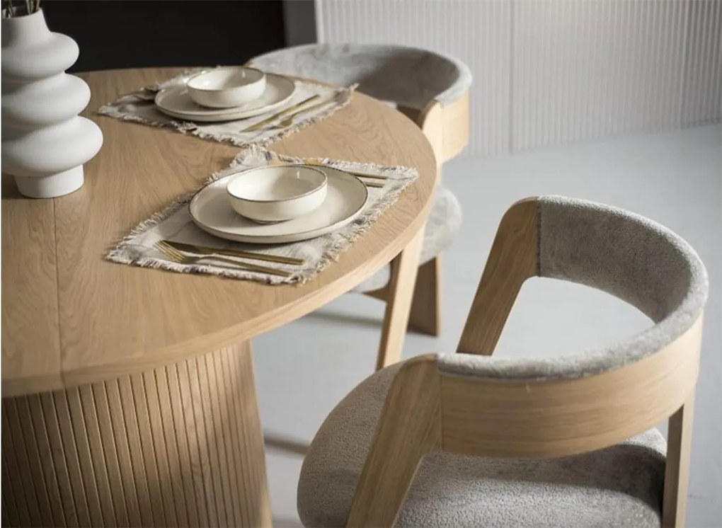Set lemn masiv Dining Miami I Masa Rotunda + 4 Scaune