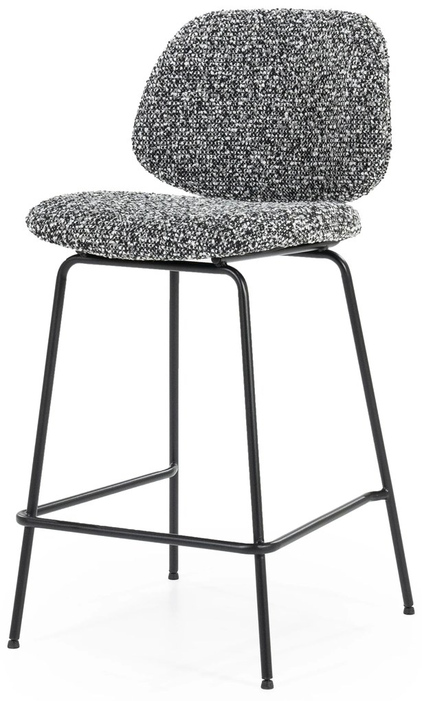 Scaun de bar Jon din Țesătură și metal negru