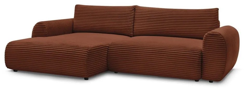 Colțar cărămiziu extensibil cu tapițerie din catifea reiată (cu colț pe partea stângă ) Lucien – Bobochic Paris