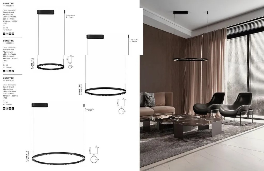 Lustra suspendata LED design circular LUNETTE 80cm NVL-9030926