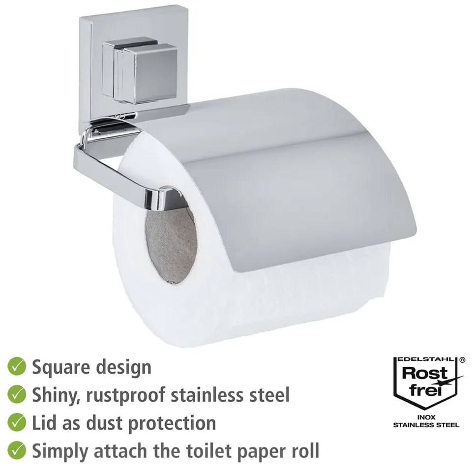 Suport pentru hârtie igienică Wenko cu sistem de prindere Vacuum-Loc, 14 x 13 cm