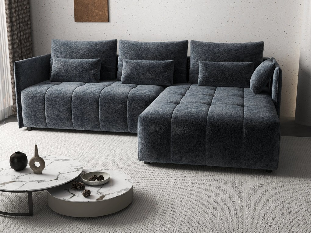 Colțar extensibil dumonde cu ladă de depozitare si sezut confortabil din spuma high-density, Malta Euphoria Grafit II 235x185 cm